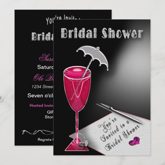 Bridal Shower Invitations - Umbrella of Fun Kaart (Voorkant / Achterkant)