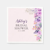 Bridal Shower Invite with Purple Spring Wildflower Servet (Voorkant)
