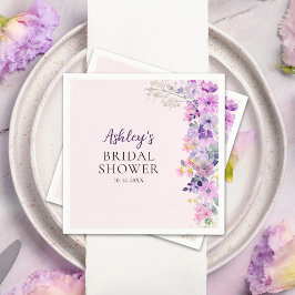 Bridal Shower Invite with Purple Spring Wildflower Servet