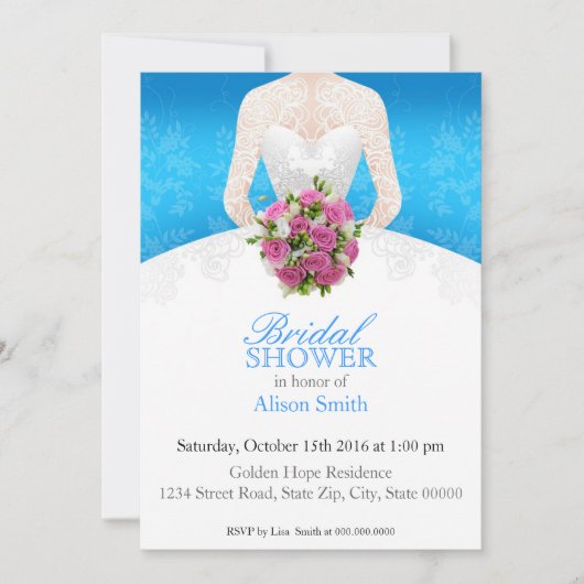 Bridal Shower light blue invitation Kaart (Voorkant)