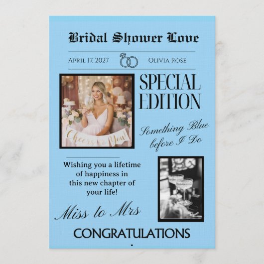 BRIDAL SHOWER LOVE CARD (+Download option) Kaart (Voorkant)