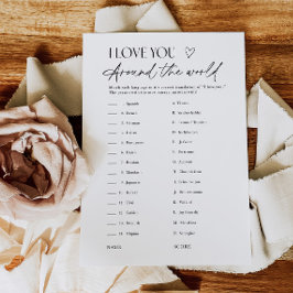Bridal Shower Love Languages Matching Game Card Kaart