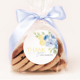 Bridal Shower Main Squeeze Blue Yellow Favor Ronde Sticker