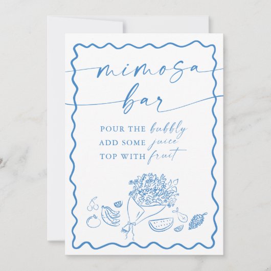 Bridal Shower Mimosa Bar Sign, Farmers Market  Kaart (Voorkant)