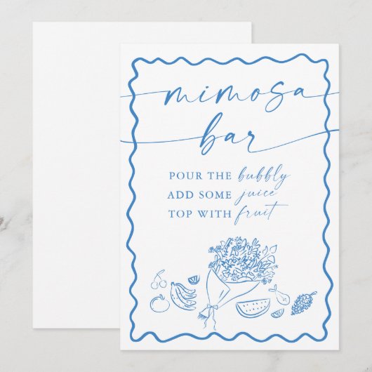 Bridal Shower Mimosa Bar Sign, Farmers Market  Kaart (Voorkant / Achterkant)