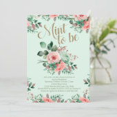Bridal Shower Mint to Be Pink Roses Greenery Kaart (Staand voorkant)
