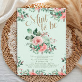 Bridal Shower Mint to Be Pink Roses Greenery Kaart