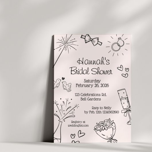 Bridal Shower, Modern Boho Minimalist,chic,    Kaart