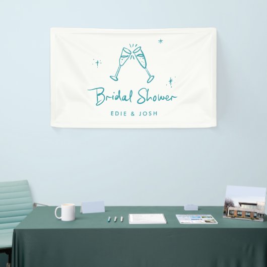 Bridal shower modern teal blue elegant handwritten spandoek (Beurs)