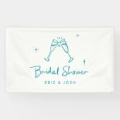 Bridal shower modern teal blue elegant handwritten spandoek (Horizontaal)