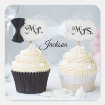 Bridal Shower Mr. and Mrs. Stickers