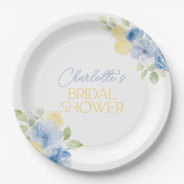 Bridal Shower Napkins Main Squeeze Blue Flowers Papieren Bordje
