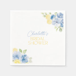Bridal Shower Napkins Main Squeeze Blue Flowers Servet