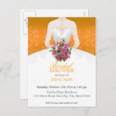 Bridal Shower orange invitation Uitnodiging Briefkaart (Voorkant / Achterkant)