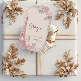 Bridal Shower Paris Eiffel Tower Pastel Pink Flora Cadeaulabel