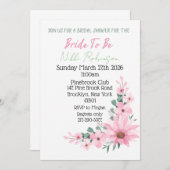 Bridal Shower Pink Flower Invite Notitiekaartje (Voorkant / Achterkant)