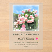 Bridal Shower (Pink Rose) Acryl Uitnodigingen (Voorkant)