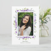 Bridal Shower Purple Shades Flower Branches Photo Kaart (Staand voorkant)