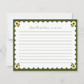 Bridal Shower Recipe Card Elegant Sunflower Green (Achterkant)
