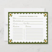 Bridal Shower Recipe Card Elegant Sunflower Green (Voorkant)