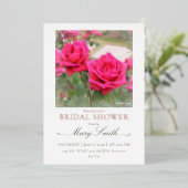 Bridal Shower (Red Rose) Folie Uitnodiging (Staand Voorkant)