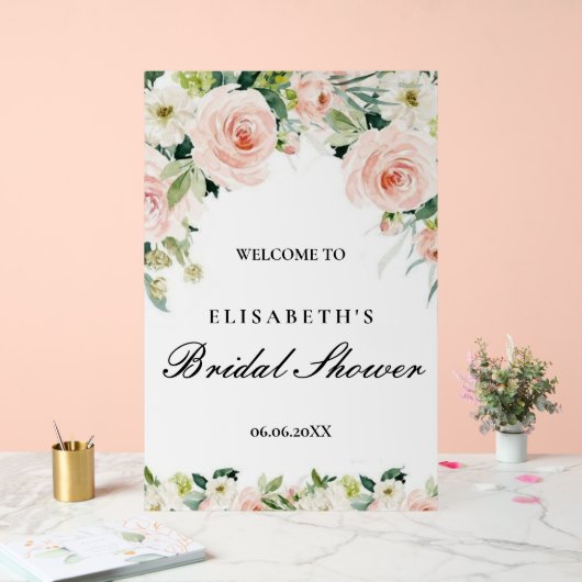 Bridal shower rosa oro floral Foam Boards Acryl Bord (Huwelijk)