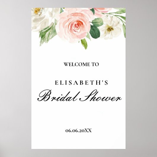 Bridal shower rosa oro floral Foam Boards Poster (Voorkant)