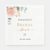 Bridal Shower rose gold floral eucalyptus luncheon Servet (Voorkant)