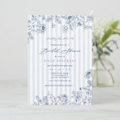 Bridal Shower Something Blue Party Invitation Kaart (Staand voorkant)