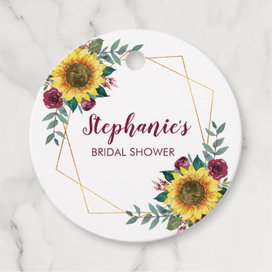Bridal Shower Sunflower Geometric Floral Thank You Bedankjes Labels (Voorkant)