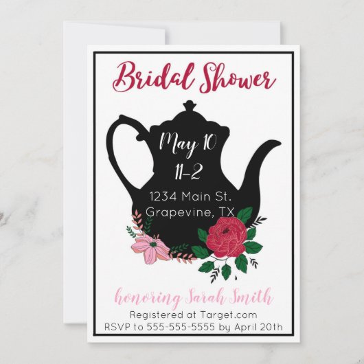 Bridal Shower Tea Invitation Kaart (Voorkant)