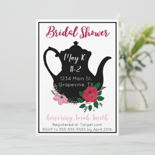 Bridal Shower Tea Invitation Kaart (Staand voorkant)