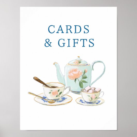 Bridal Shower Tea Party Cards & Gifts Sign Poster (Voorkant)