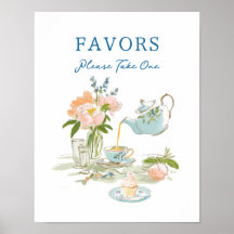 Bridal Shower Tea Party Favors Sign