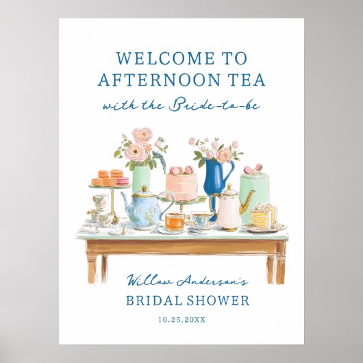 Bridal Shower Tea Party Welcome Poster (Voorkant)