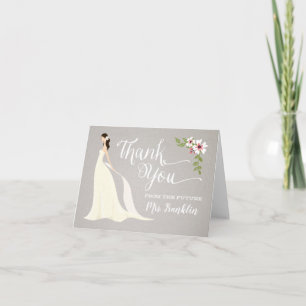 Bridal Shower Thank You Card - Dark Brunette Bedankkaart