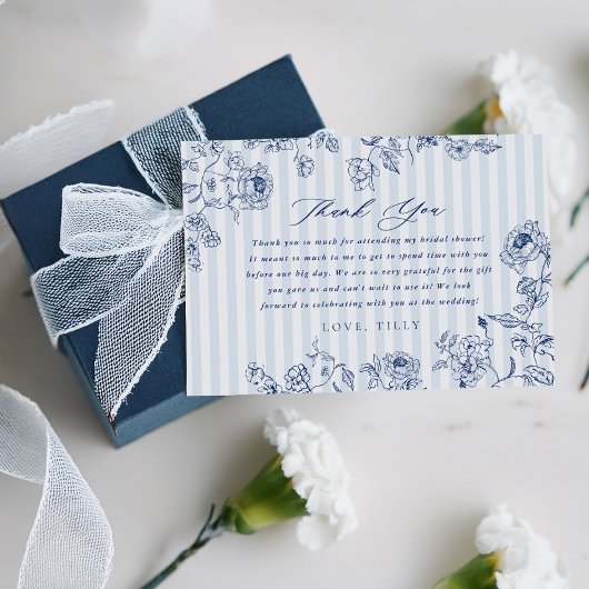 Bridal Shower Thank You Something Blue Floral Card Bedankkaart