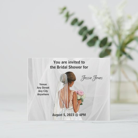 Bridal Shower-uitnodiging. Bewerkbare tekst en afb Briefkaart (Staand voorkant)