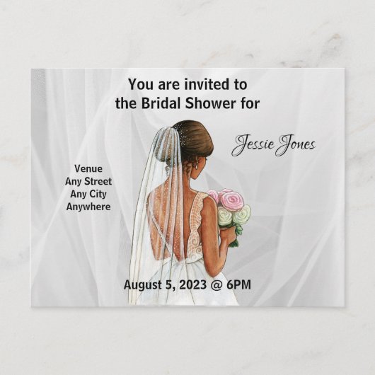 Bridal Shower-uitnodiging. Bewerkbare tekst en afb Briefkaart (Voorkant)