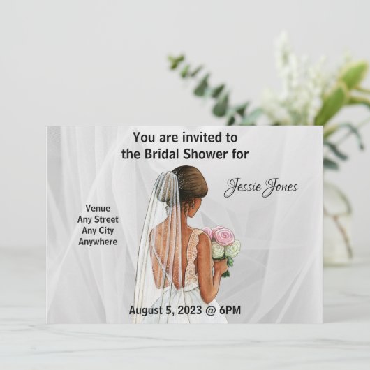 Bridal Shower-uitnodiging. Bewerkbare tekst en afb Kaart (Staand voorkant)