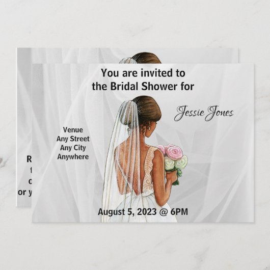 Bridal Shower-uitnodiging. Bewerkbare tekst en afb Kaart (Voorkant / Achterkant)