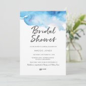 Bridal Shower-uitnodiging | Blauwe waterverf Kaart (Staand voorkant)