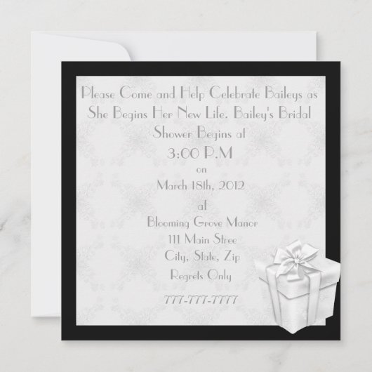 BRIDAL Shower-uitnodiging BLOKKEREN Kaart (Achterkant)