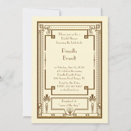 Bridal Shower-uitnodiging, geweldig Gatsby metal-i Kaart (Voorkant)