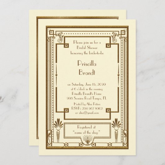 Bridal Shower-uitnodiging, geweldig Gatsby metal-i Kaart (Voorkant / Achterkant)