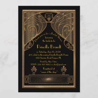 Bridal Shower-uitnodiging, geweldige Gatsby Black Kaart