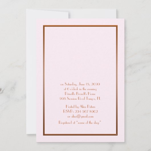 Bridal Shower-uitnodiging, geweldige Gatsby, goude Kaart (Achterkant)