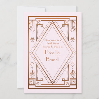 Bridal Shower-uitnodiging, geweldige Gatsby, goude Kaart