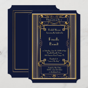 Bridal Shower-uitnodiging, geweldige Gatsby gouden Kaart