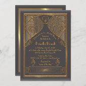 Bridal Shower-uitnodiging, geweldige Gatsby, grijs Kaart (Voorkant / Achterkant)